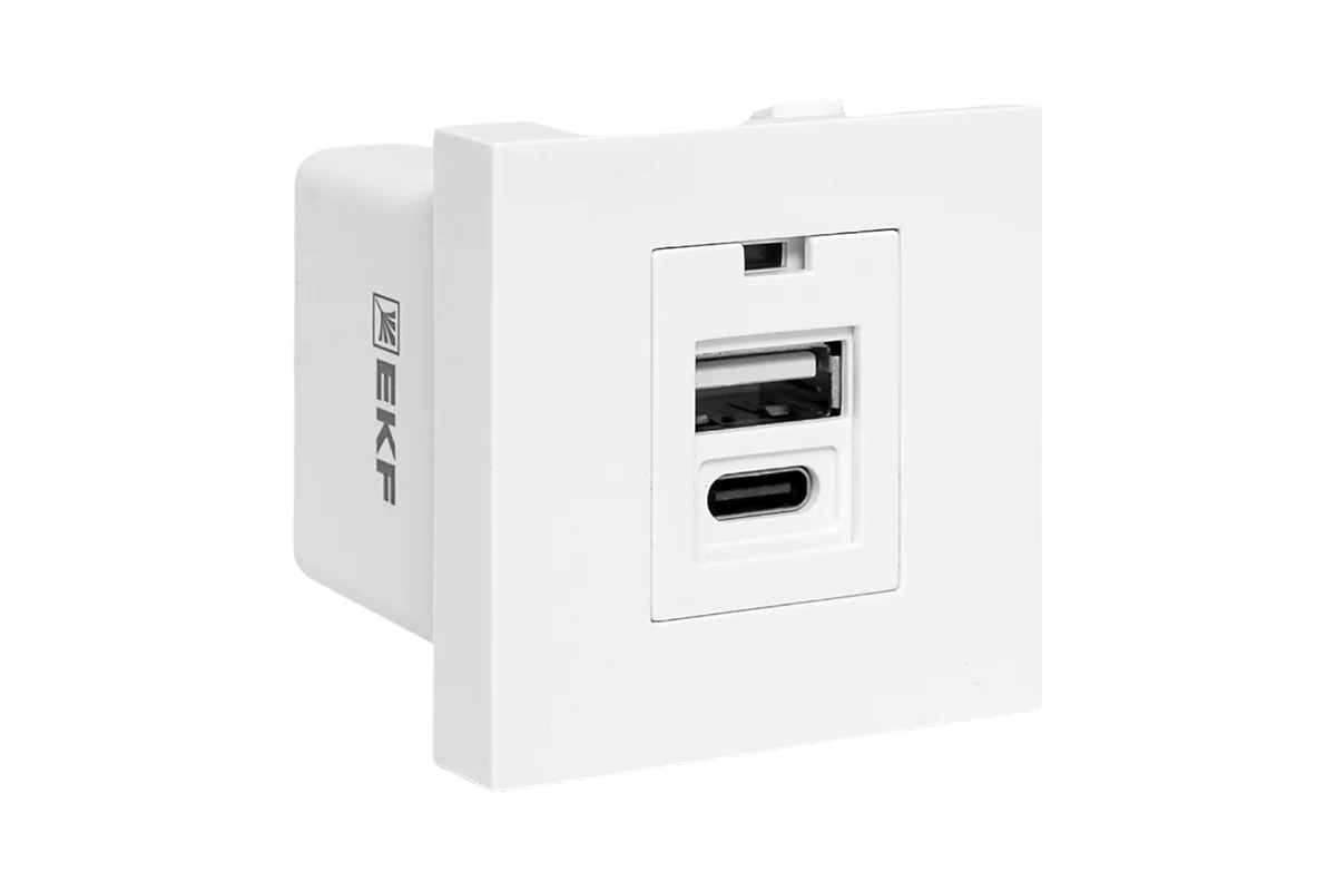 EKF Розетка USB A+C, 2.1А, 2 гнезда